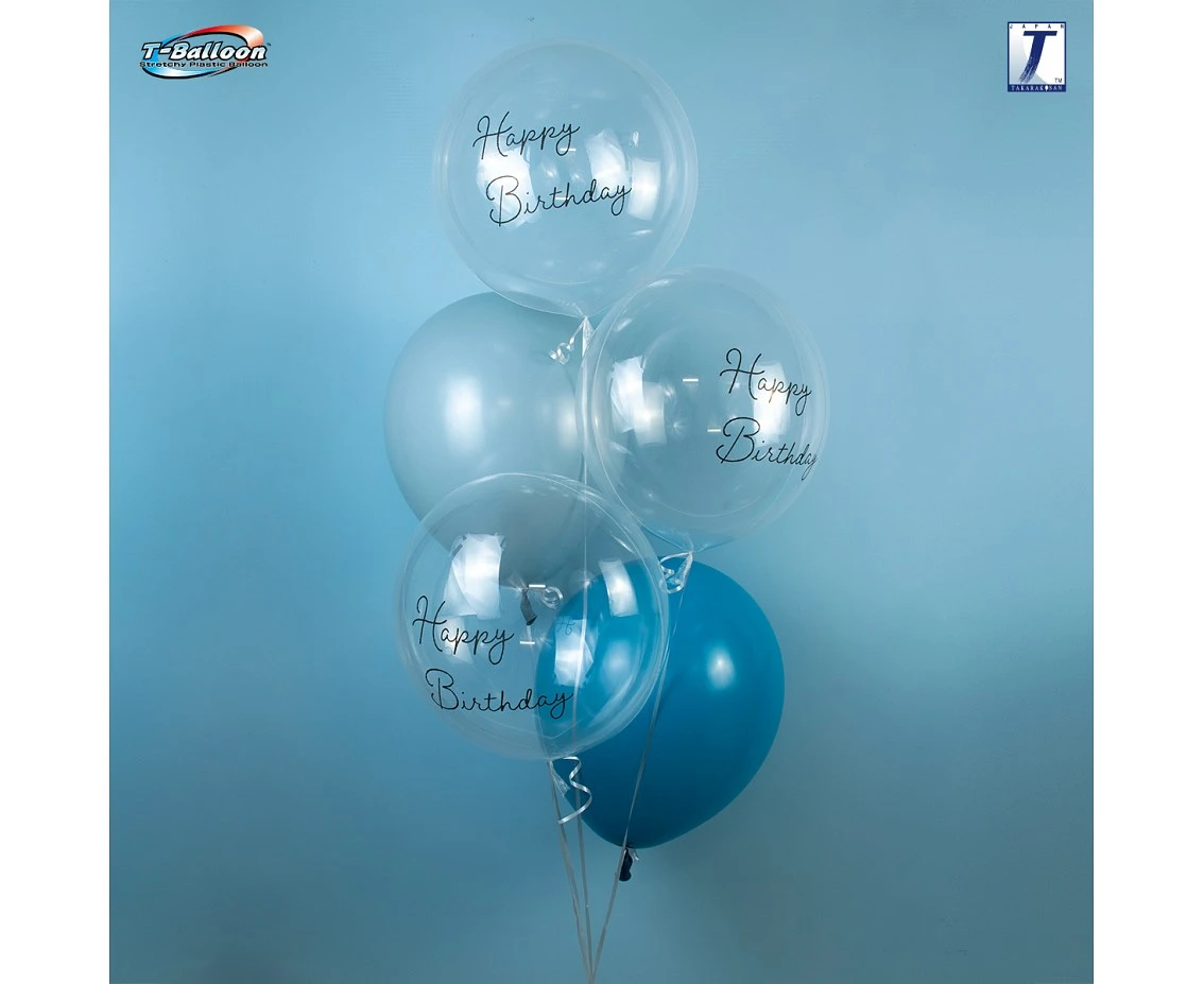 Balon Takara Bubble Balloon - Happy Birthday (kaligrafowane), 330 mm/ 10 szt. (rozm. QL 15,0") KK